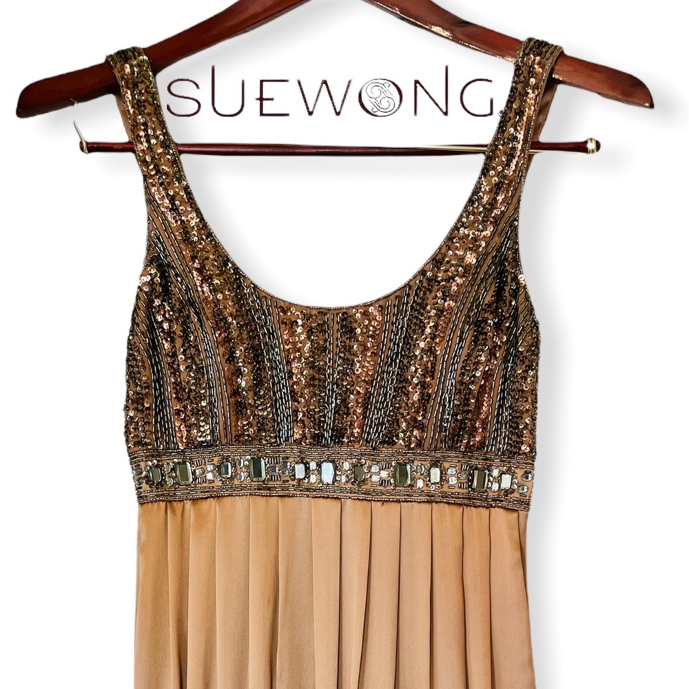 Sue Wong Silk Copper Cocktail Dress